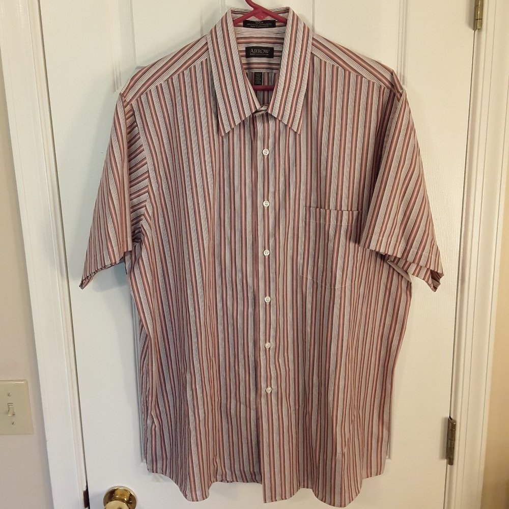 Arrow poplin mens vintage buttondown SS shirt, size XL 17.5 neck multi colors